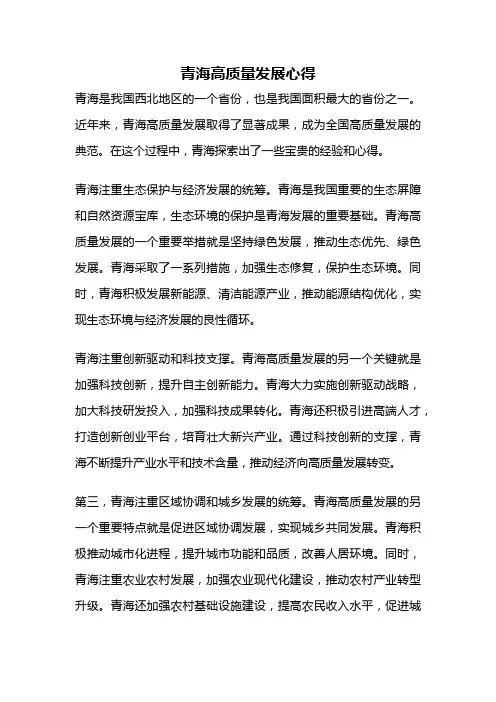青海高质量发展心得