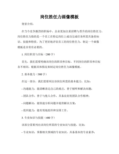 岗位胜任力画像模板