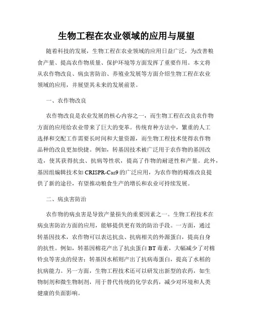 生物工程在农业领域的应用与展望