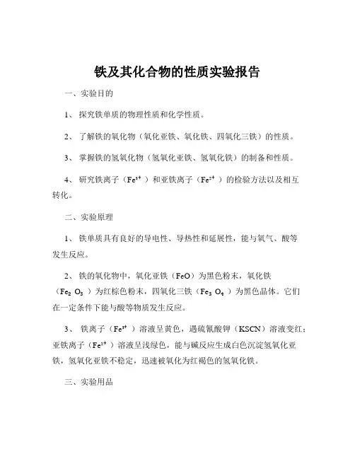 铁及其化合物的性质实验报告