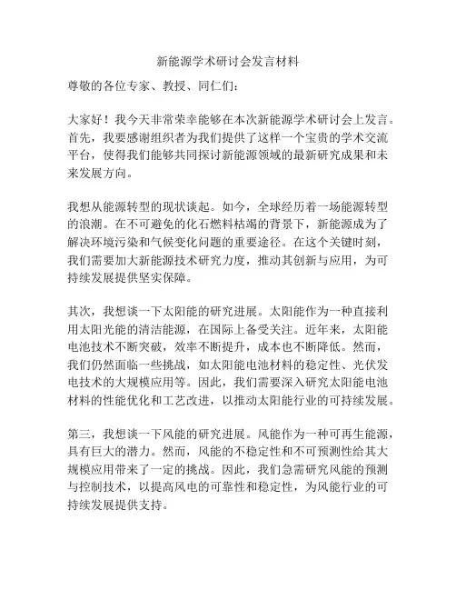 新能源学术研讨会发言材料