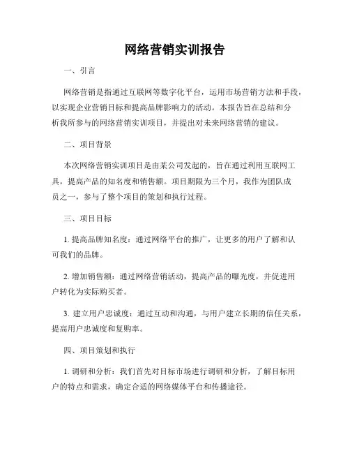 网络营销实训报告