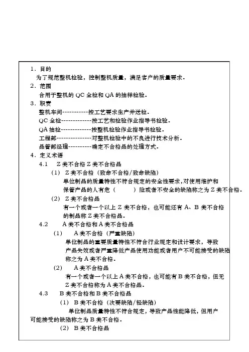 电视机整机检验作业指导书