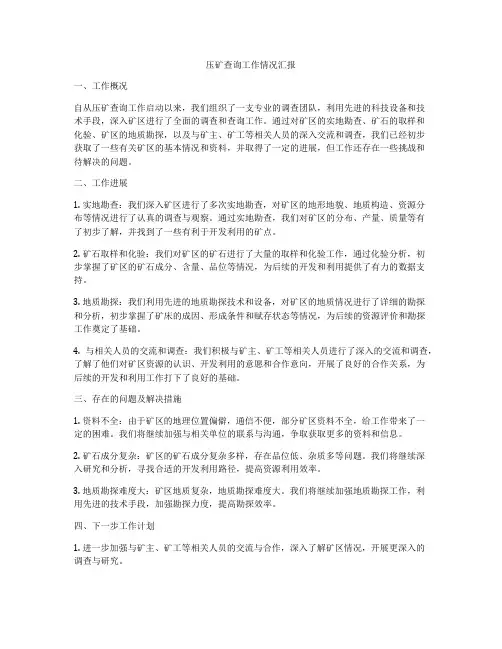 压矿查询工作情况汇报