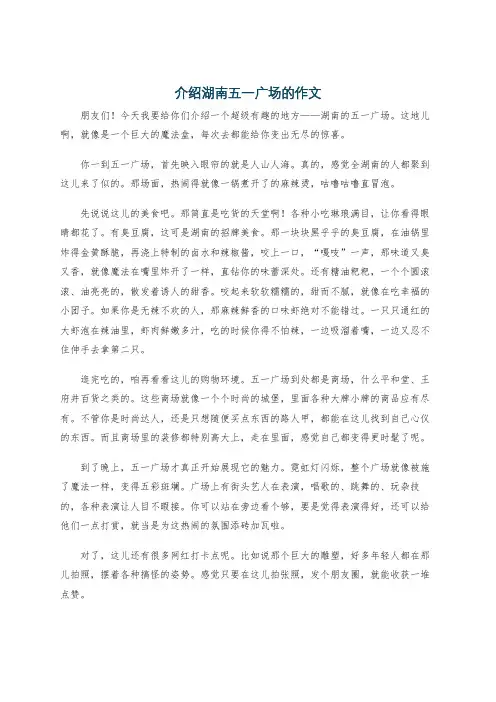 介绍湖南五一广场的作文