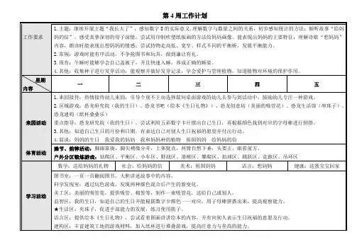 中班第二学期第四周周计划