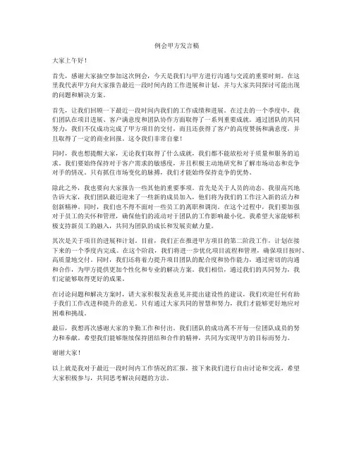 例会甲方发言稿