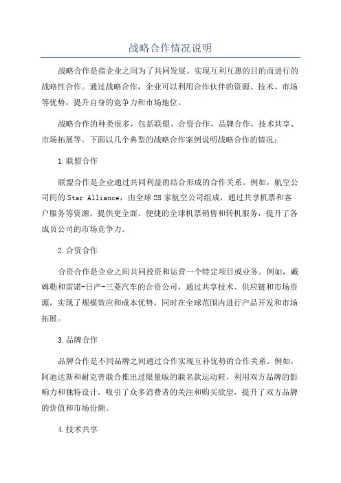 战略合作情况说明