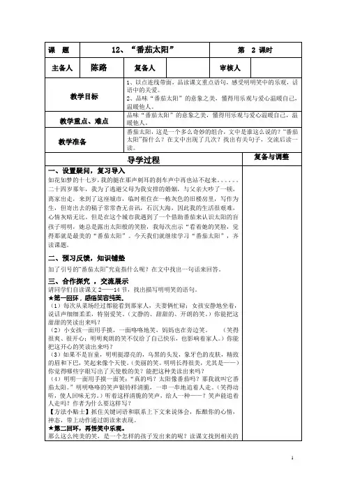 12“番茄太阳”第二课时