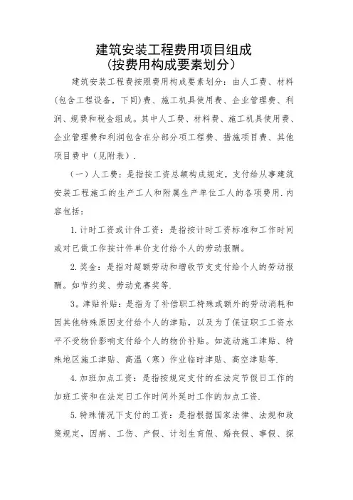建筑安装工程费用项目组成