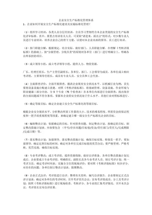 企业安全生产标准化管理体系安全生产