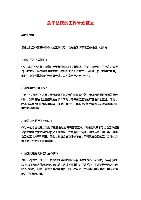 关于法院的工作计划范文
