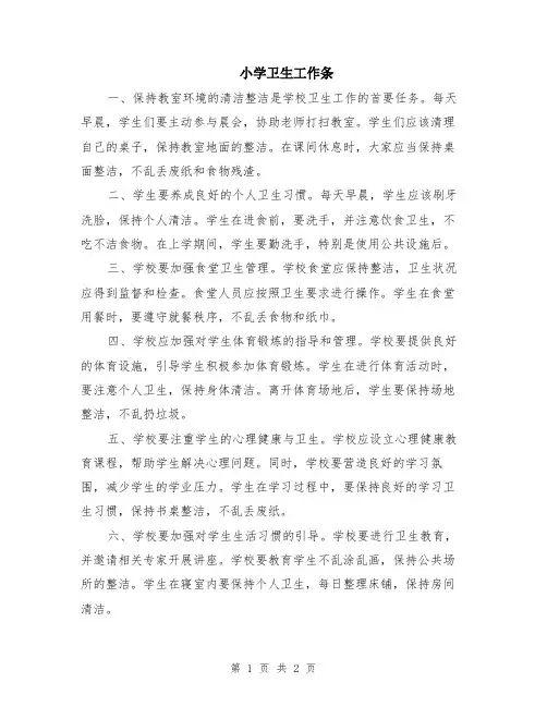 小学卫生工作条