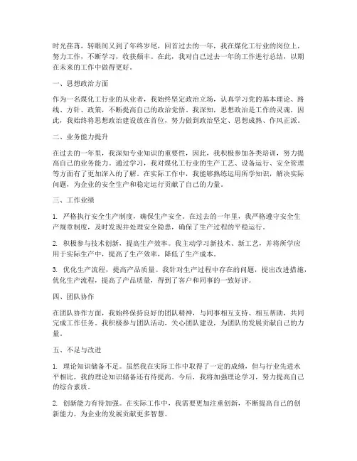 煤化工_个人工作总结