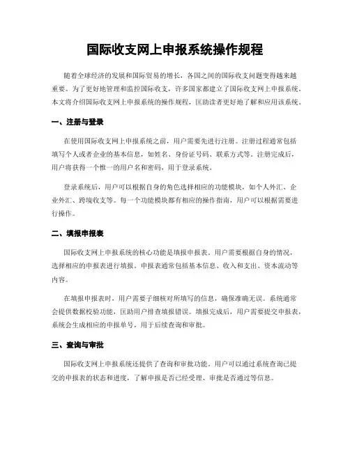 国际收支网上申报系统操作规程