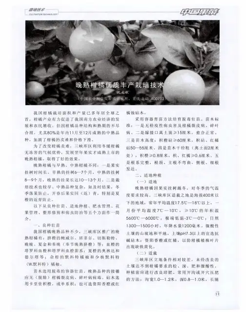 晚熟柑橘优质丰产栽培技术