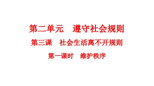 维护秩序+课件-  部编版道德与法治八年级上册