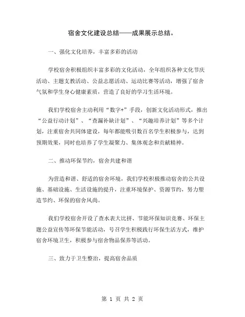 宿舍文化建设总结——成果展示总结