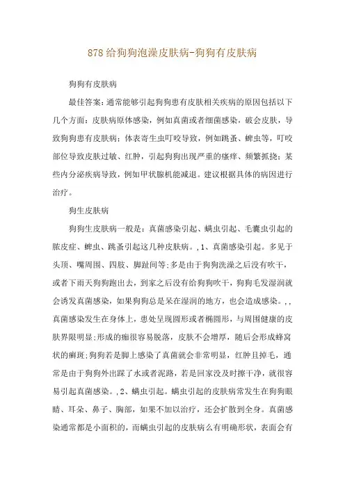 878给狗狗泡澡皮肤病-狗狗有皮肤病