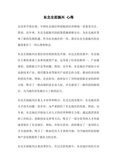 东北全面振兴 心得