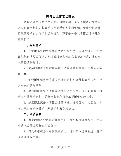 共青团工作管理制度