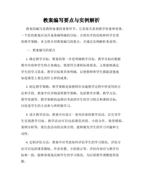 教案编写要点与实例解析