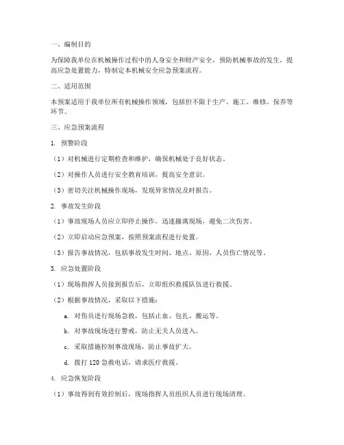 机械安全应急预案流程