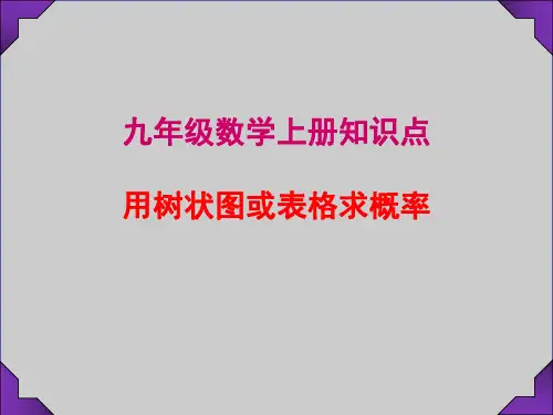 九年级数学上册知识点---- 用树状图或表格求概率
