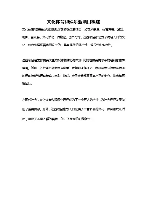 文化体育和娱乐业项目概述