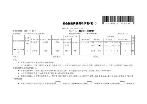 社会保险费缴费申报表