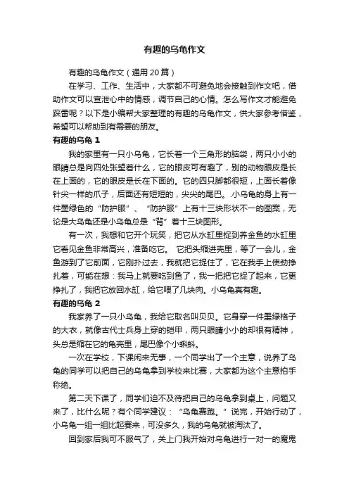 有趣的乌龟作文（通用20篇）