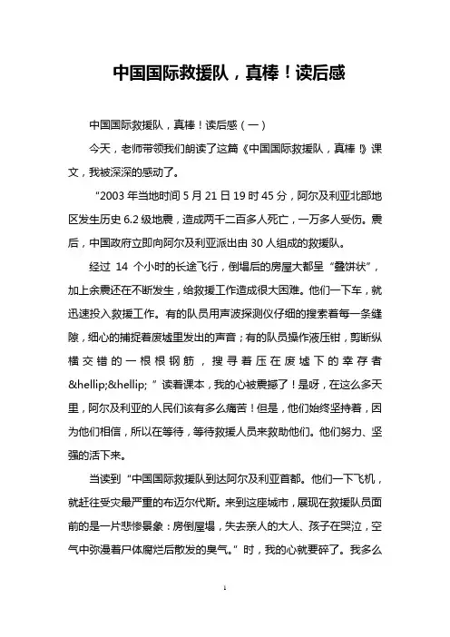 中国国际救援队,真棒!读后感