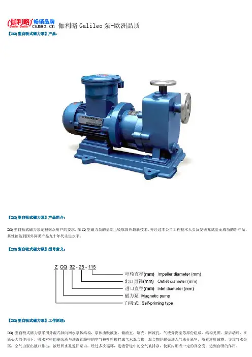 自吸式磁力泵型号及参数