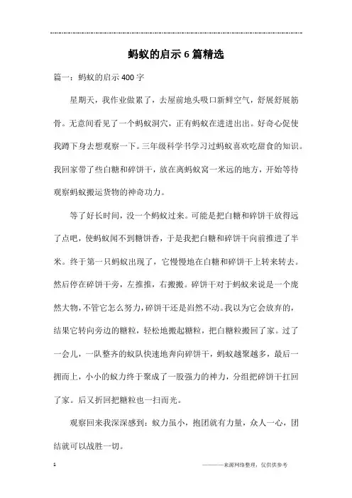 蚂蚁的启示6篇精选
