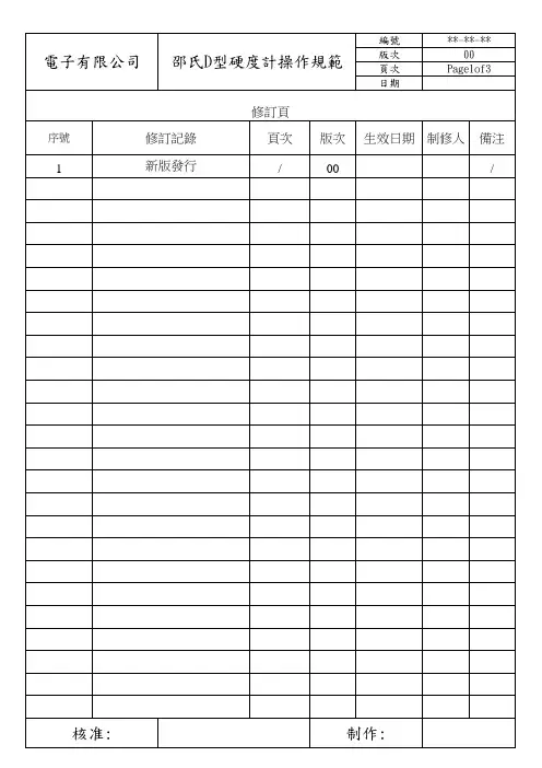 邵氏D型硬度计操作规范
