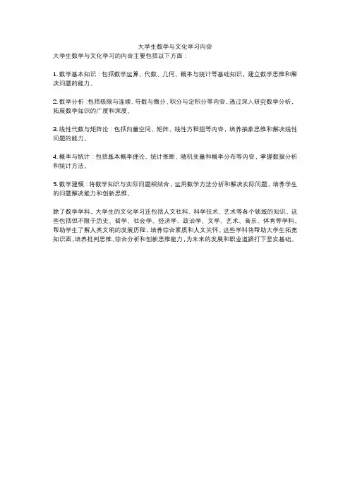 大学生数学与文化学习内容