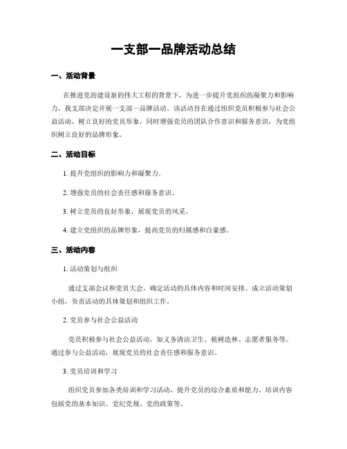 一支部一品牌活动总结
