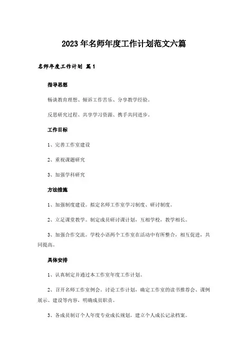 2023年名师年度工作计划范文六篇