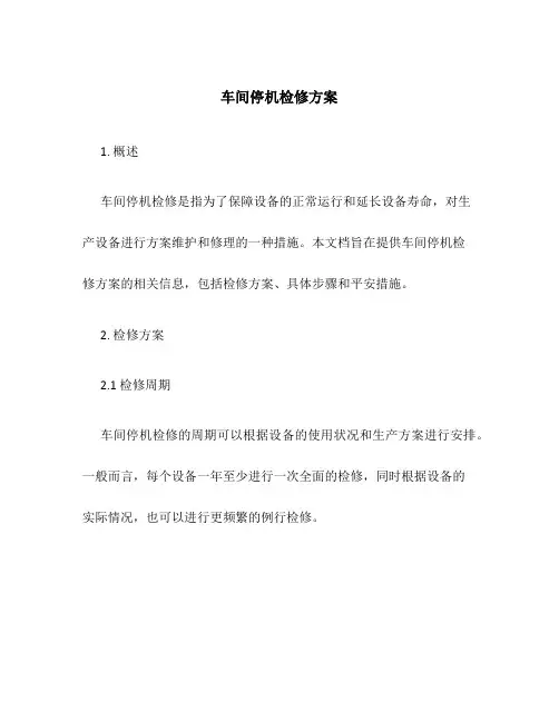车间停机检修方案