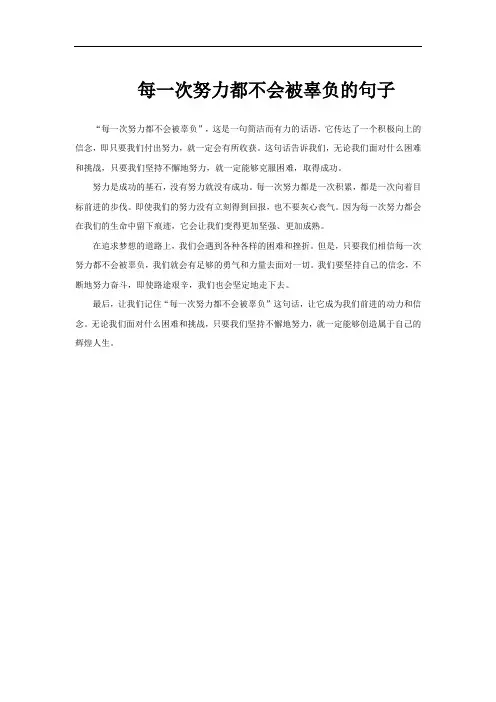 每一次努力都不会被辜负的句子