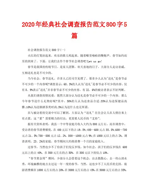 2020年经典社会调查报告范文800字5篇