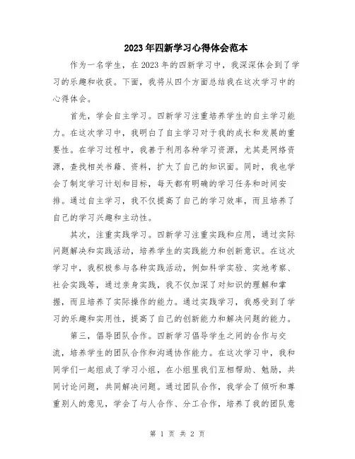 2023年四新学习心得体会范本
