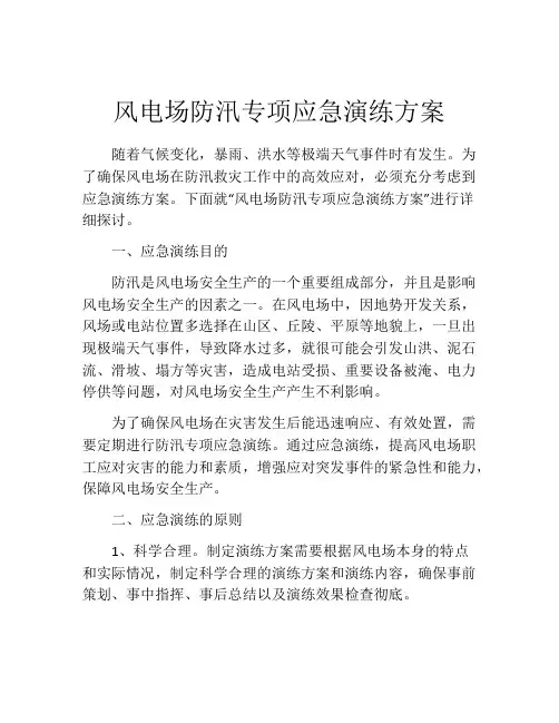风电场防汛专项应急演练方案