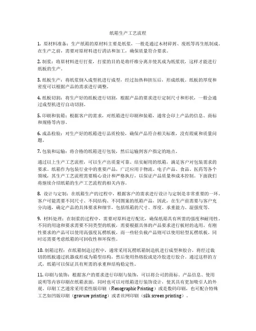 纸箱生产工艺流程