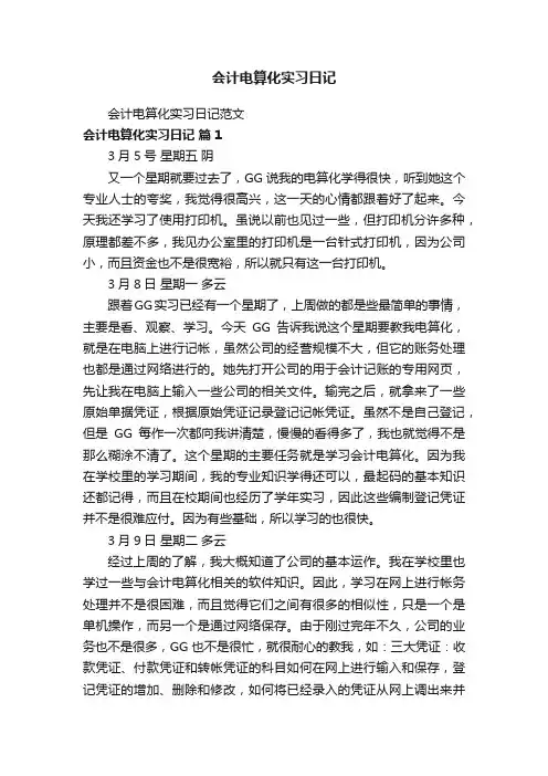 会计电算化实习日记范文