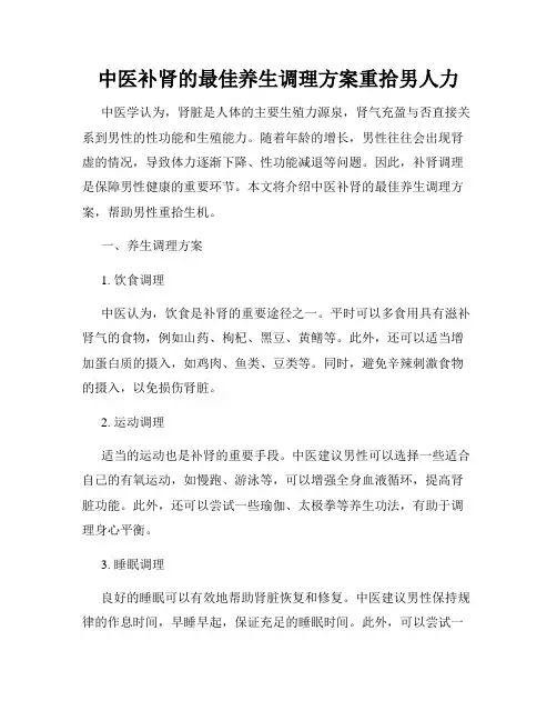 中医补肾的最佳养生调理方案重拾男人力