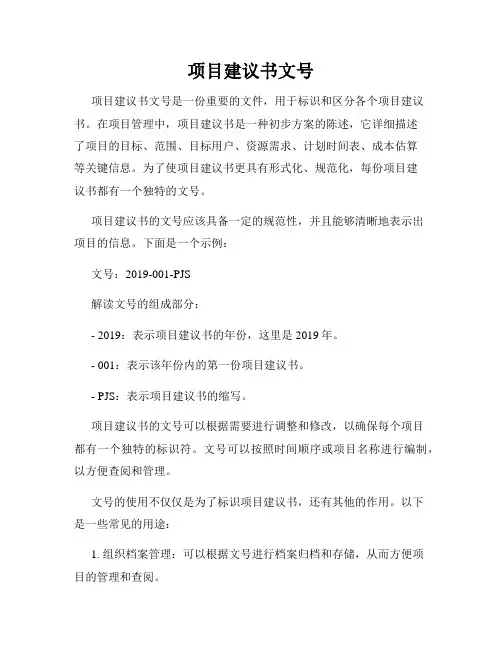 项目建议书文号