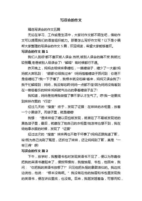 精选写误会的作文五篇
