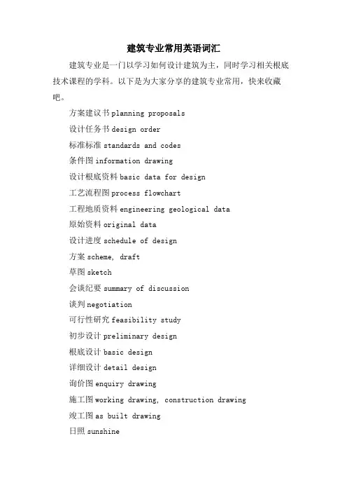 建筑专业常用英语词汇