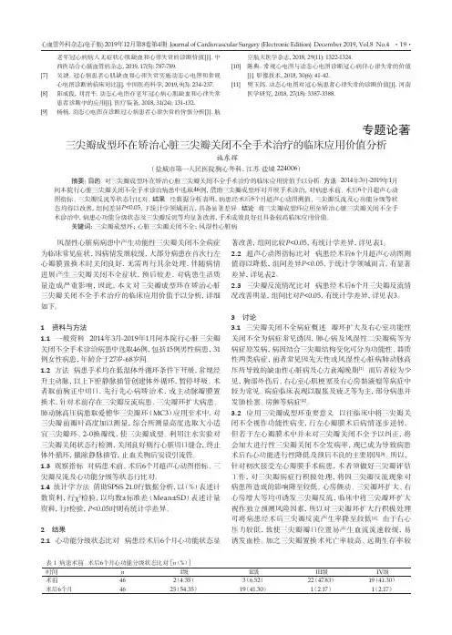 三尖瓣成型环在矫治心脏三尖瓣关闭不全手术治疗的临床应用价值分析